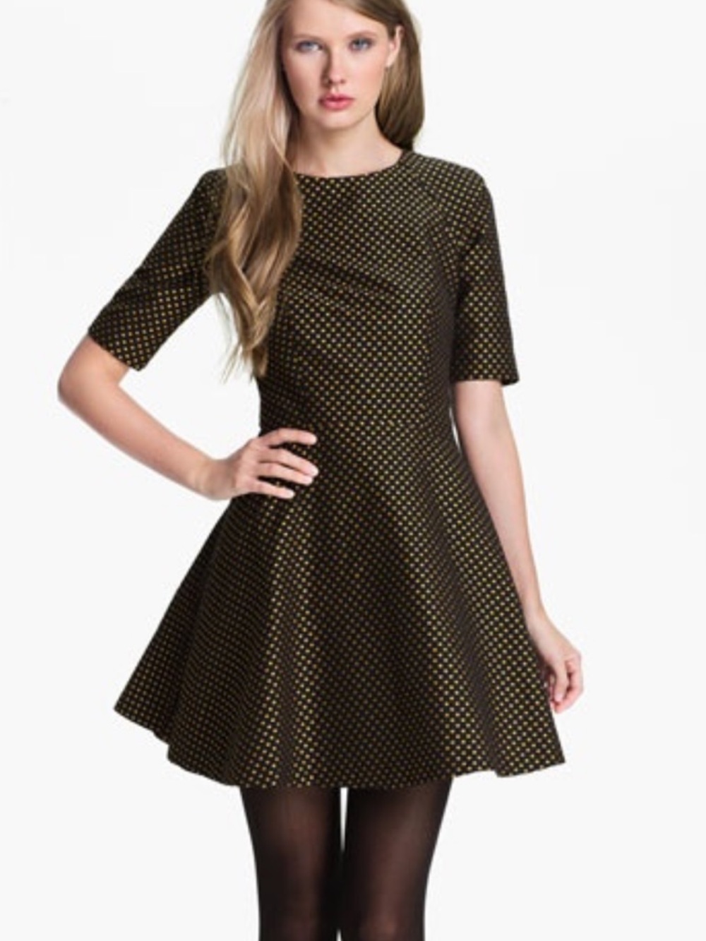 MWOTs Ted Baker | Jacquard Fit & Flare Dress Polka Dot Mini Dress Size 1- U.S 4